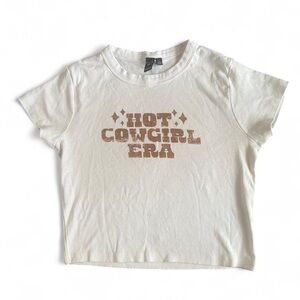 Windsor Cream Baby Tee With Brown “Hot Cowgirl Era” Y2K